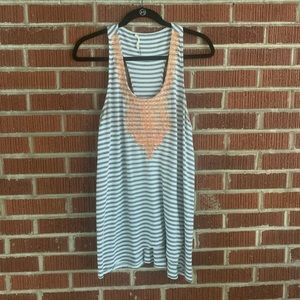 ⚡️Gray & White striped razor tank w/ orange detail